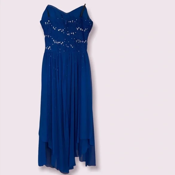 City Triangles Royal Blue Sequin Strapless Dress - Picture 10 of 11
